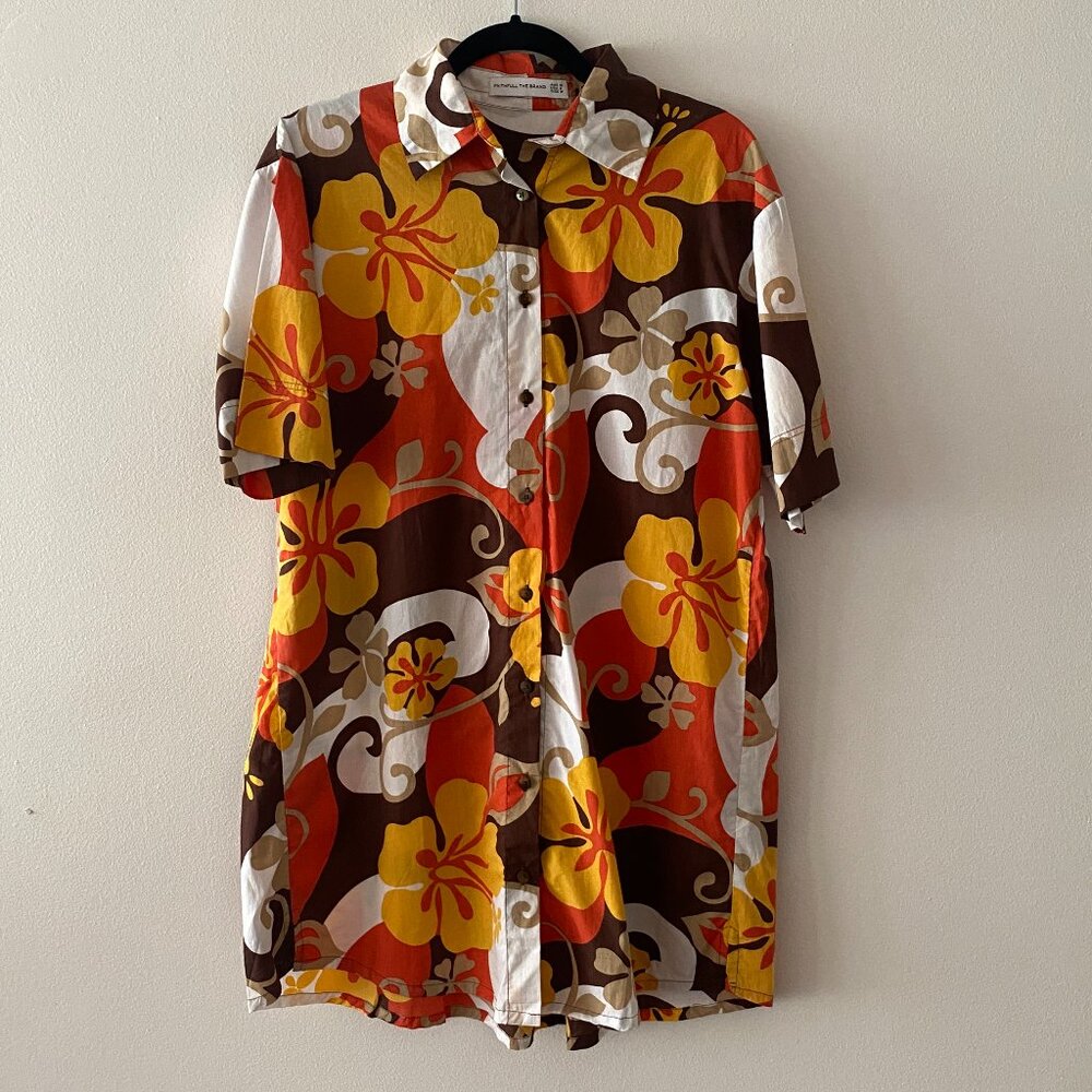 Faithfull the Brand Tropicana Shirt Dress in Ulani Floral Print, Size 6